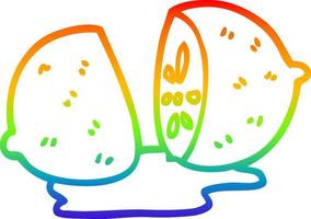 desenho de linha gradiente arco-íris desenho animado frutas cítricas vetor