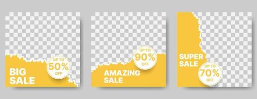 modelo de design de banner de venda de moda para postagem de mídia social com ilustração vetorial amarela e preta vetor