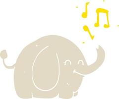elefante de trompete de desenho animado de estilo de cor plana vetor