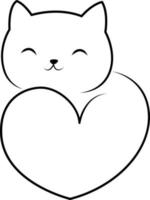 arte de linha de doodle de desenho de gato fofo vetor