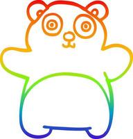 desenho de linha gradiente arco-íris desenho animado panda feliz vetor