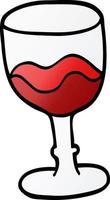 copo de doodle de desenho animado de vinho tinto vetor