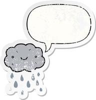 nuvem de desenho animado bonito e adesivo angustiado de bolha de fala vetor
