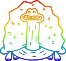 desenho de linha de gradiente de arco-íris tartaruga de desenho animado engraçado vetor