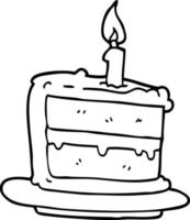 bolo de aniversário dos desenhos animados de desenho de linha vetor