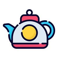 ícone de vetor de bule de chá. estilo de contorno colorido para web e mobile.