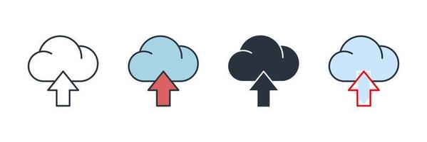 upload de ilustração em vetor logotipo ícone. modelo de símbolo de upload de nuvem e seta para coleção de design gráfico e web