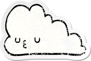 adesivo angustiado de uma nuvem de desenho animado fofo vetor