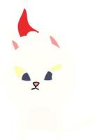ilustração de cor plana confusa de um gato usando chapéu de papai noel vetor