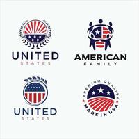 conjunto de estoque de vetores de design de logotipo dos estados unidos
