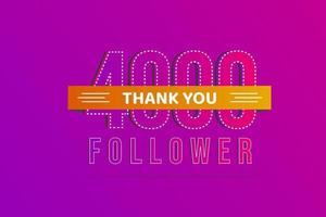 obrigado 4000 seguidores obrigado banner.primeiro cartão de felicitações de 4k seguidores com números