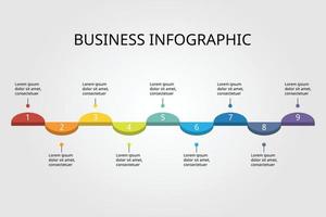 modelo de gráfico de etapas de gráfico de meio círculo para infográfico para apresentação de 9 elementos vetor