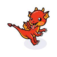 desenho de dragãozinho vermelho bonito pulando vetor