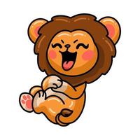 desenho de leão bebê fofo rindo vetor