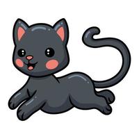 desenho de gatinho preto bonito pulando vetor