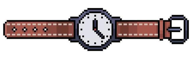 ícone de vetor de relógio de pulso de pixel art para jogo de 8 bits em fundo branco