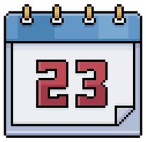 calendário de pixel art com data 23. dia 23. feriado dia 23 ícone vetorial para jogo de 8 bits em fundo branco vetor