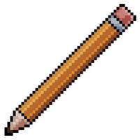 ícone de vetor de lápis de pixel art para fundo branco de 8 bits do jogo