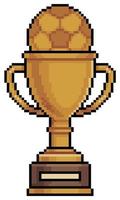 ícone de vetor de troféu de campeonato de futebol de pixel art para jogo de 8 bits em fundo branco