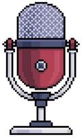 ícone de vetor de microfone de desktop pixel art para jogo de 8 bits em fundo branco