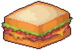 ícone de vetor de fast food de sanduíche de pixel art para jogo de 8 bits em fundo branco