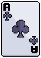 ícone de vetor de cartão pixel art ás de clubes para jogo de 8 bits em fundo branco