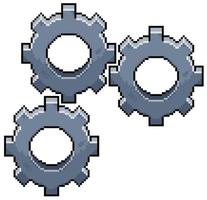 engrenagens de pixel art. ícone de vetor de conjunto de engrenagem para jogo de 8 bits em fundo branco