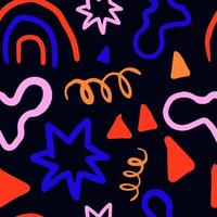 padrão sem emenda de doodle abstrato, festivo e vibrante vetor