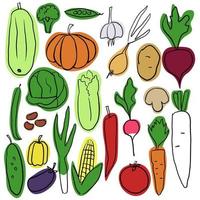 conjunto colorido de clipart desenhado à mão de legumes vetor