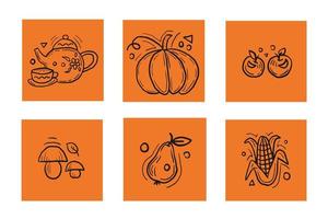 clipart de doodle de comida saudável de outono vetor