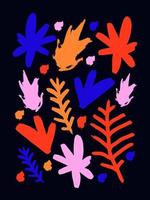 cartão botânico desenhado à mão de cores vibrantes vetor