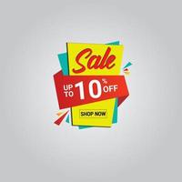 venda até 10 por cento de desconto. anúncio de marketing de oferta especial. promoção de desconto. Modelo de design conceitual de banner amarelo e azul de oferta especial de 10% de desconto. vetor