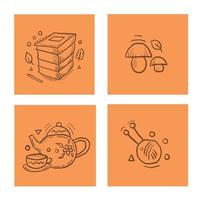 clipart de doodle de hobbies de outono vetor