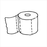 ilustração vetorial desenho em estilo doodle. rolo de papel higiênico. produtos de higiene, artigos sanitários. ícone de papel higiênico simples. vetor