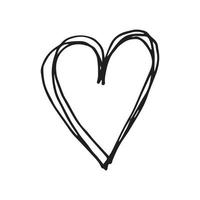 desenho vetorial no estilo de doodle. o coração é desenhado com linhas. rabiscos abstratos, amor, dia dos namorados. vetor