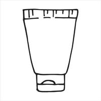 ilustração de estilo doodle. tubo, recipiente para creme, agente de limpeza, pasta de dente, assunto de saneamento, cuidados com o corpo, higiene. clipart isolado no fundo branco vetor