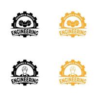 vetor de design de modelo de logotipo de engenheiro. trabalhador de engenharia e construção. trabalhadores de engenheiros industriais.