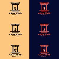 conjunto de modelos de logotipo de comida asiática. adequado para logotipo da empresa, impressão, digital, ícone, aplicativos e outros fins de material de marketing. vetor