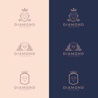 modelo de vetor de design de logotipo de joias de diamante. símbolos para cosméticos, joias, produtos de beleza