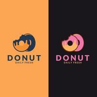 modelo de vetor de logotipo de rosquinhas. conjunto vetorial de donuts de logotipos, café, lanche, menu