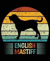 engraçado mastim inglês vintage retro pôr do sol silhueta presentes amante de cães proprietário de cães camiseta essencial vetor