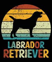 engraçado labrador retriever vintage retro pôr do sol silhueta presentes amante de cães proprietário de cães camiseta essencial vetor