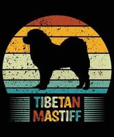 engraçado mastim tibetano vintage retro pôr do sol silhueta presentes amante de cães proprietário de cães camiseta essencial vetor