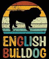 engraçado bulldog inglês vintage retro pôr do sol silhueta presentes amante de cães proprietário de cães camiseta essencial vetor