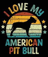 engraçado pit bull americano vintage retro pôr do sol silhueta presentes amante de cães proprietário de cães camiseta essencial vetor