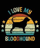 engraçado bloodhound vintage retro pôr do sol silhueta presentes amante de cães proprietário de cães camiseta essencial vetor