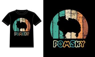 engraçado pomsky vintage retro pôr do sol silhueta presentes amante de cães proprietário de cães camiseta essencial vetor