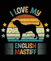 engraçado mastim inglês vintage retro pôr do sol silhueta presentes amante de cães proprietário de cães camiseta essencial vetor