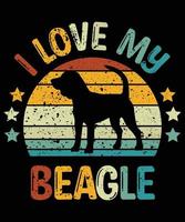 engraçado beagle vintage retro pôr do sol silhueta presentes amante de cães proprietário de cães camiseta essencial vetor