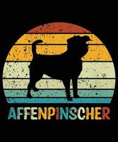engraçado affenpinscher vintage retro pôr do sol silhueta presentes amante de cães proprietário de cães camiseta essencial vetor